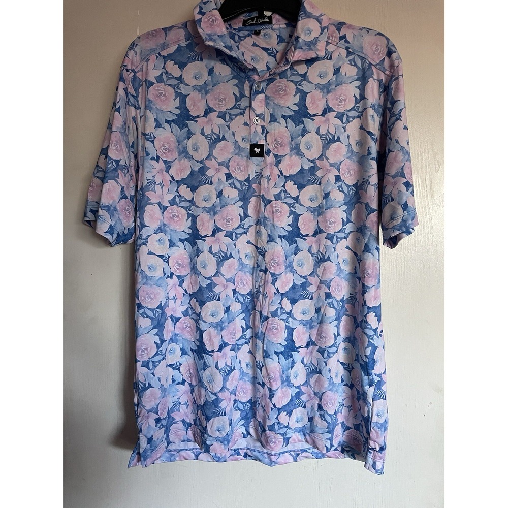 Bad Birdie Floral Men's Polo Golf Shirt Performance Sports Size L